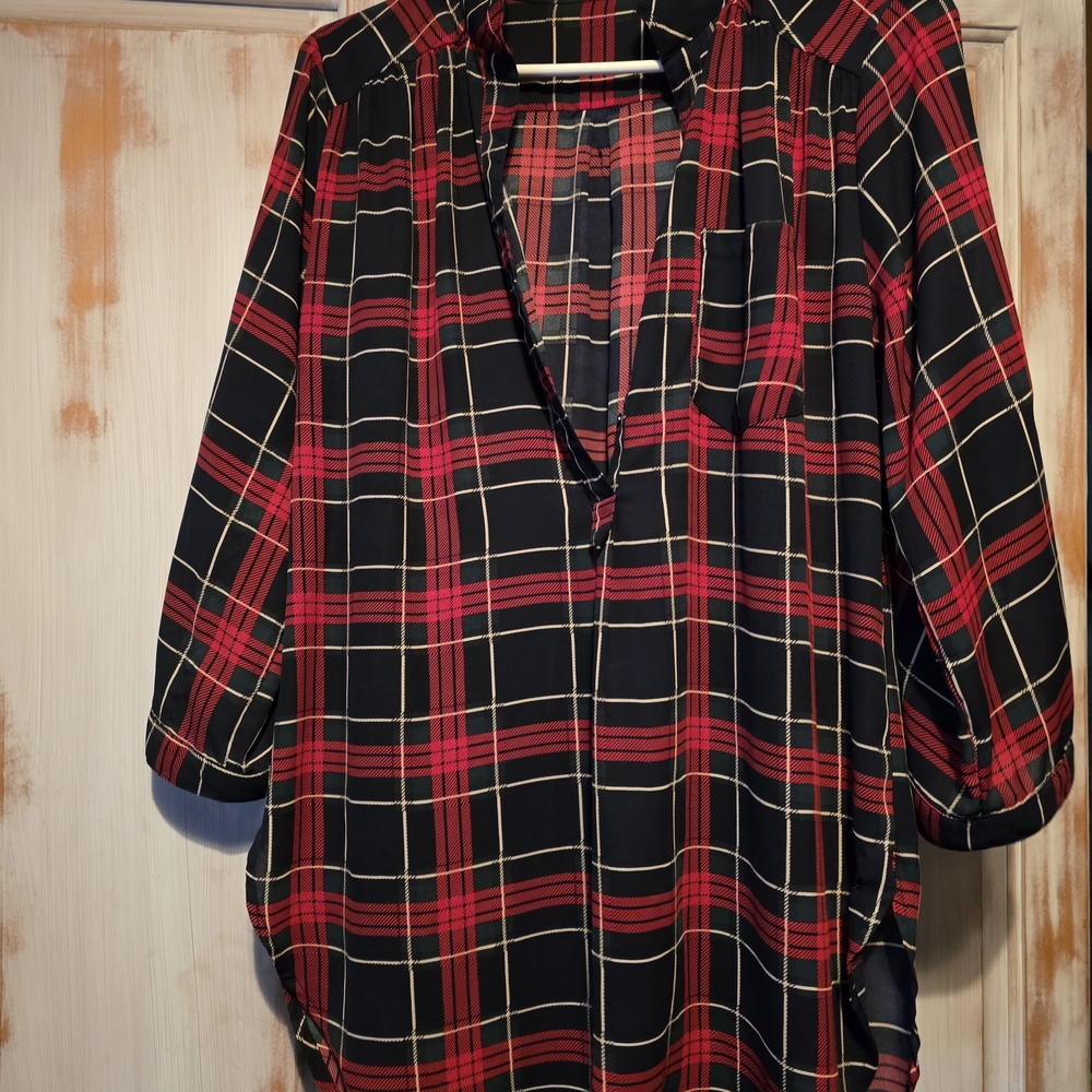 Red and Navy Plaid Fabric